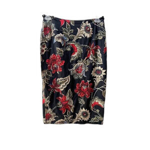 Vintage 90s Dolce Apparel Petites Heavy Beaded Pencil Midi Skirt Floral Medium P